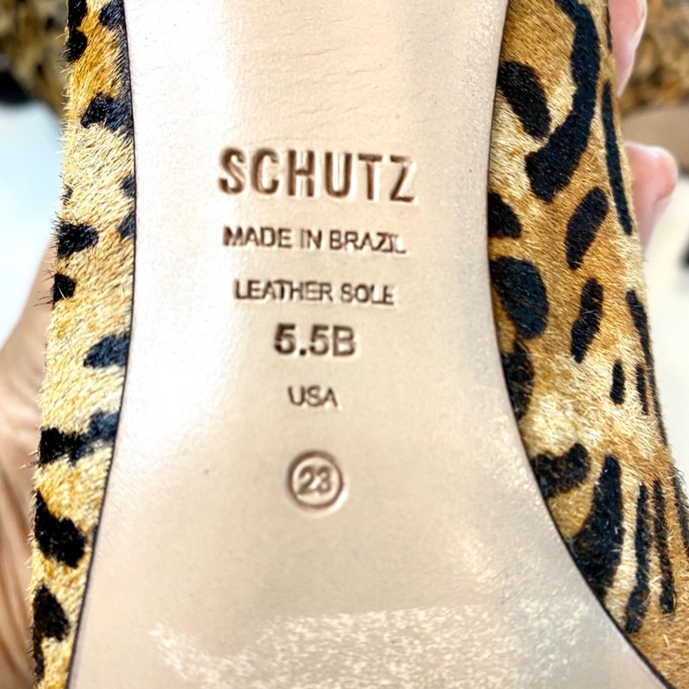 Schutz Maryana Leopard Print Calf Hair Knee High Leather Boot Size 5.5 - Picture 10 of 13